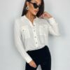 Biała koszula ze złotymi guzikami Sophie - obrazek 3